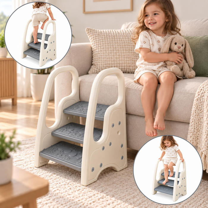 Escalera Infantil Mini 3 Peldaños Con Barandas Para Niños