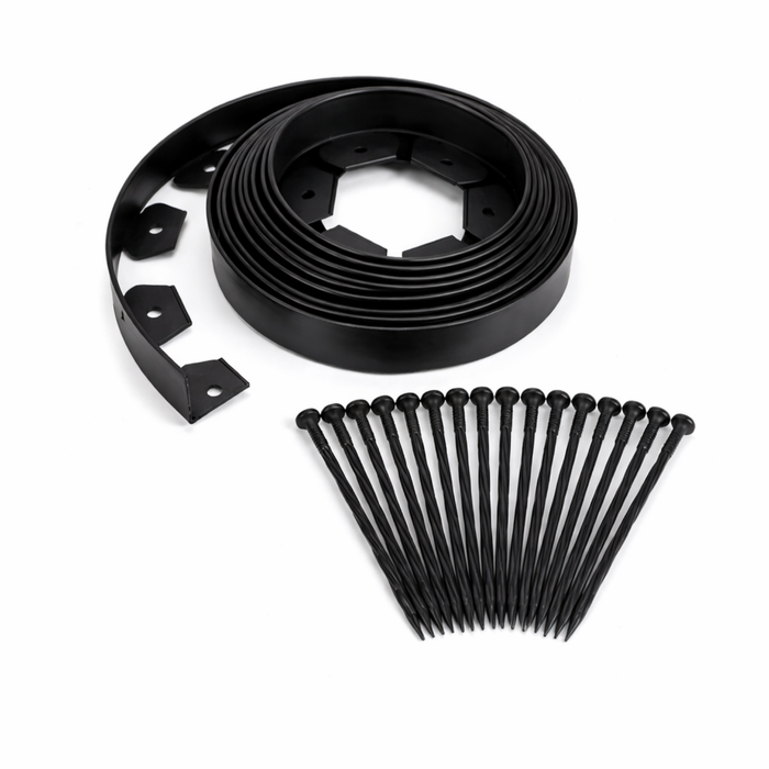 Limitador De Jardín Borde Separador Flexible Césped 10m Negro