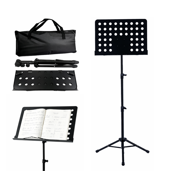 Atril Partitura Plegable Altura Regulable Portátil Con Bolso Negro