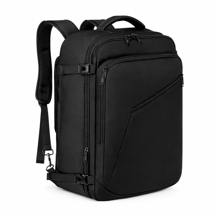 Mochila De Viaje Avión Expandible 40l Impermeable Antirrobo Negro