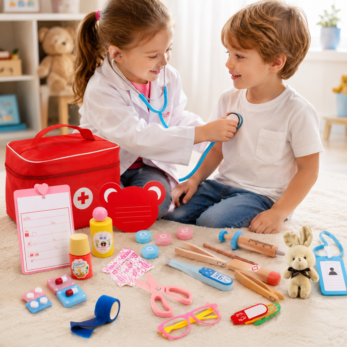 Set Juego De Roles Doctor Juego Madera Niños