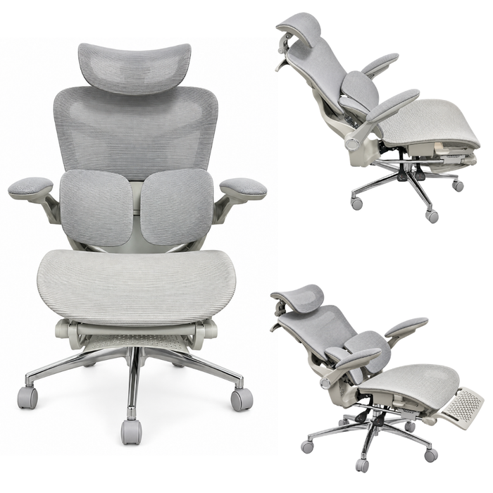 Silla Ergonómica Reclinable Con Soporte Lumbar Y Reposapiés