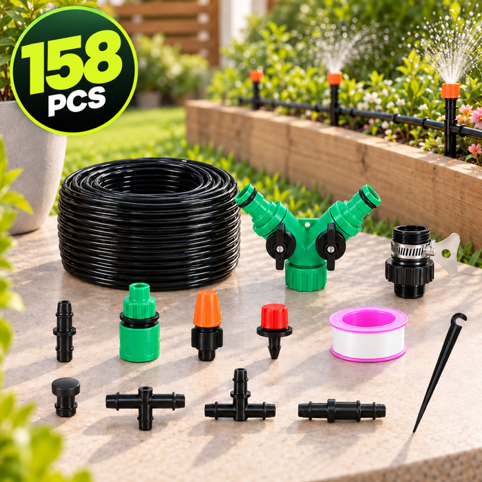 Kit de Riego Sistema Automático Goteo o Aspersor 40m 158pcs