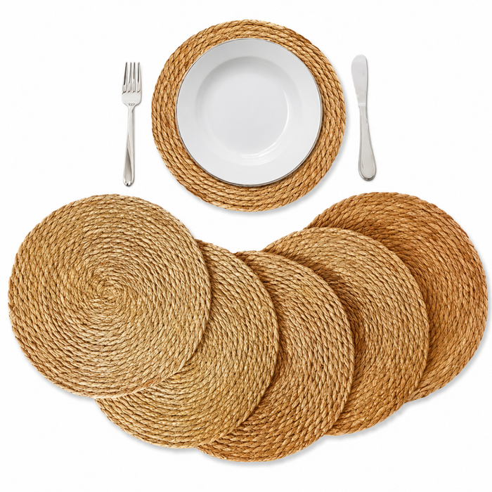 Set 6 Manteles Individuales Yute Redondos Fibra Natural 35cm