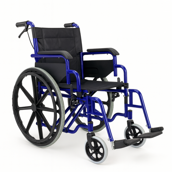 Silla De Ruedas Geriátrica Plegable Doble Freno Y Posapiés Azul Agregar a favoritos