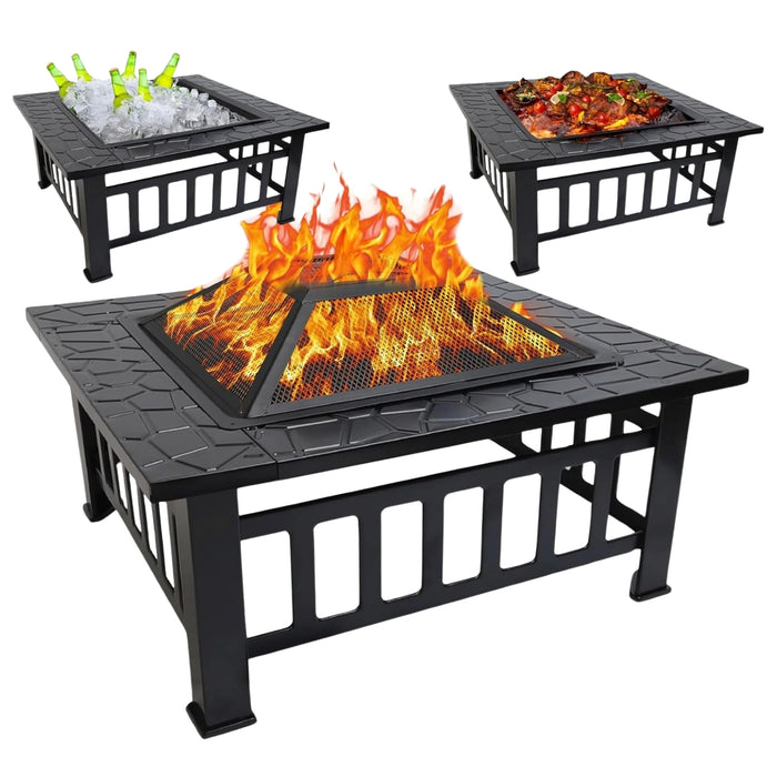 Brasero Parrilla Premium Para Leña O Carbón Con Tapa 3 En 1