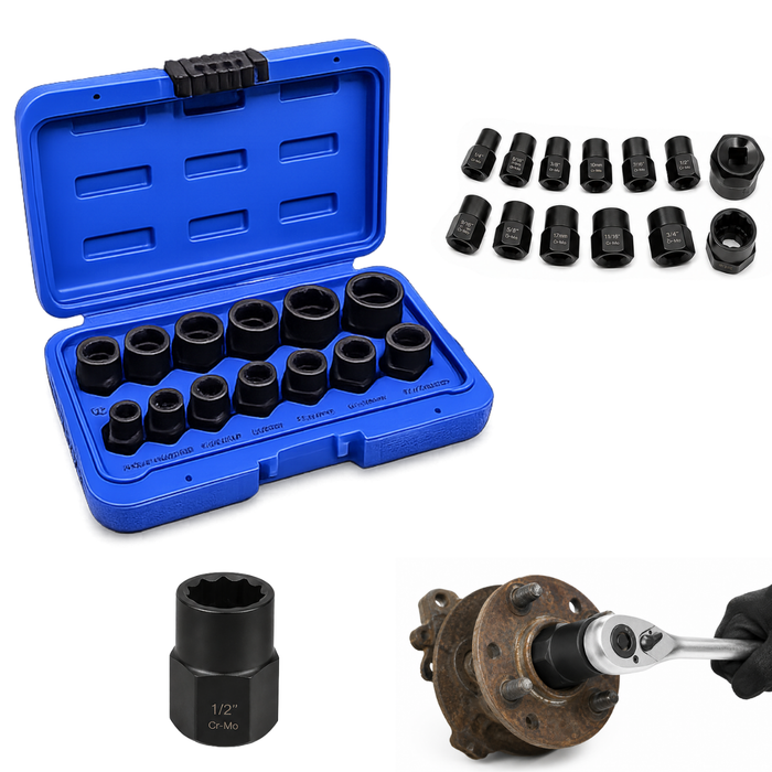 Set Dados Extractores Pernos Y Tornillos 13 Tuercas Rodadas