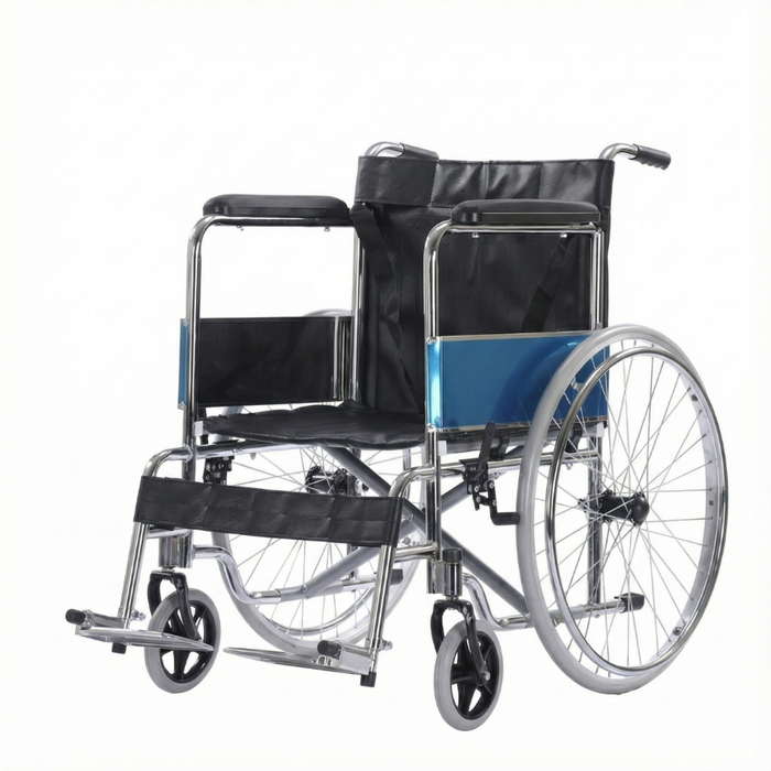 Silla De Ruedas Geriátrica Estándar Plegable Acero Con Freno