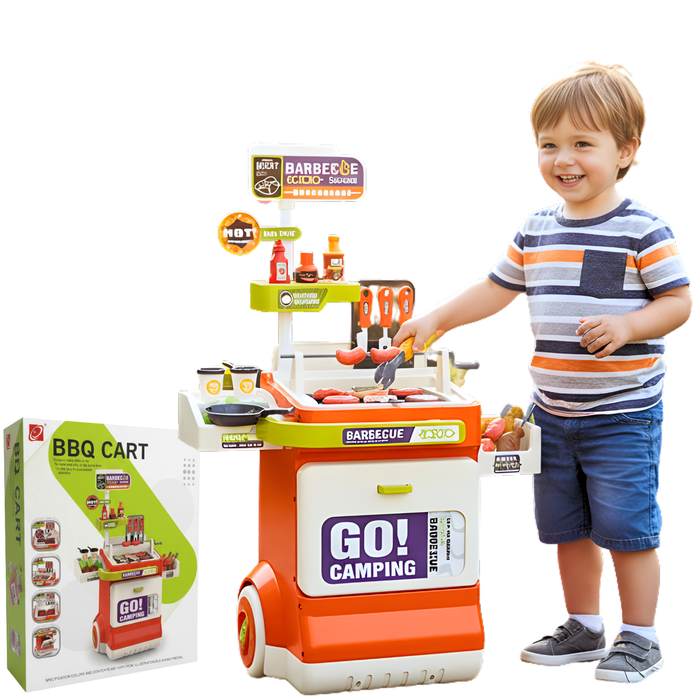 Set De Barbacoa Infantil Con Luces Humo Realista Y Accesorio - Naranja