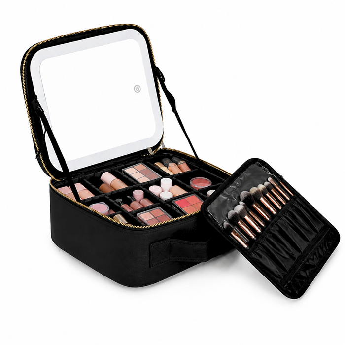 Cosmetiquero Organizador Maquillaje Con Espejo Led Estuche