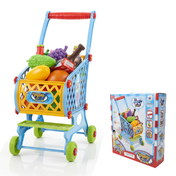 Carrito Supermercado Infantil Comida De Juguete 46 Piezas
