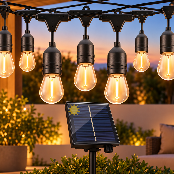 Guirnalda Led Solar 10 Metros 10 Ampolletas Vintage Exterior