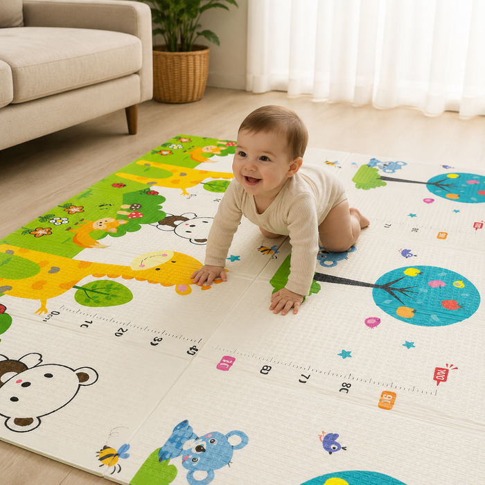 Alfombra Antigolpes Plegable Para Bebés 200x180 Reversible