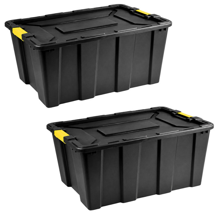 Pack 2 Caja Plástica Organizadora Baul 100 Litros Con Tapa Multiuso