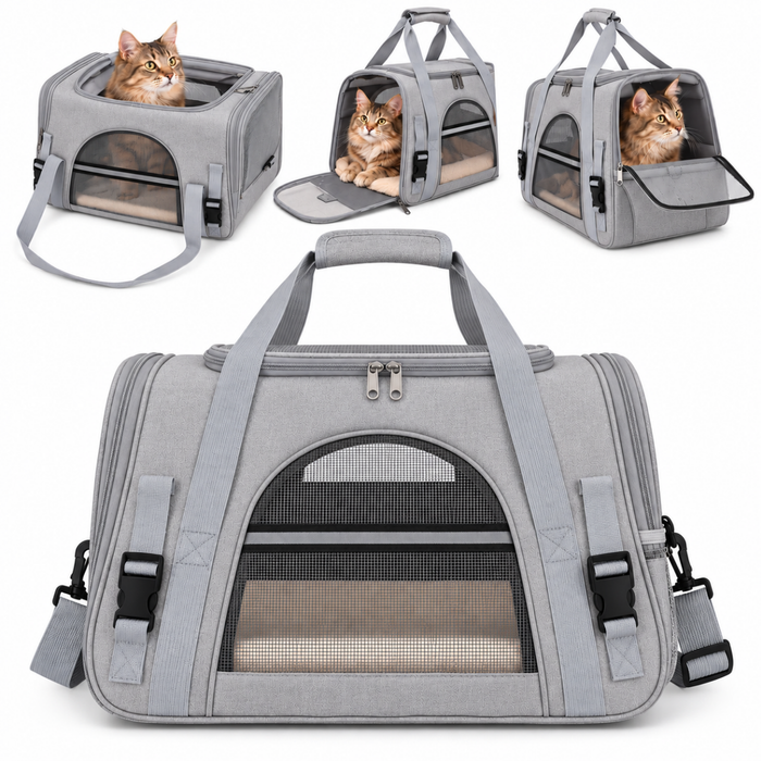 Bolso Transportador Para Mascota Con Alfombra Multifuncional Gris