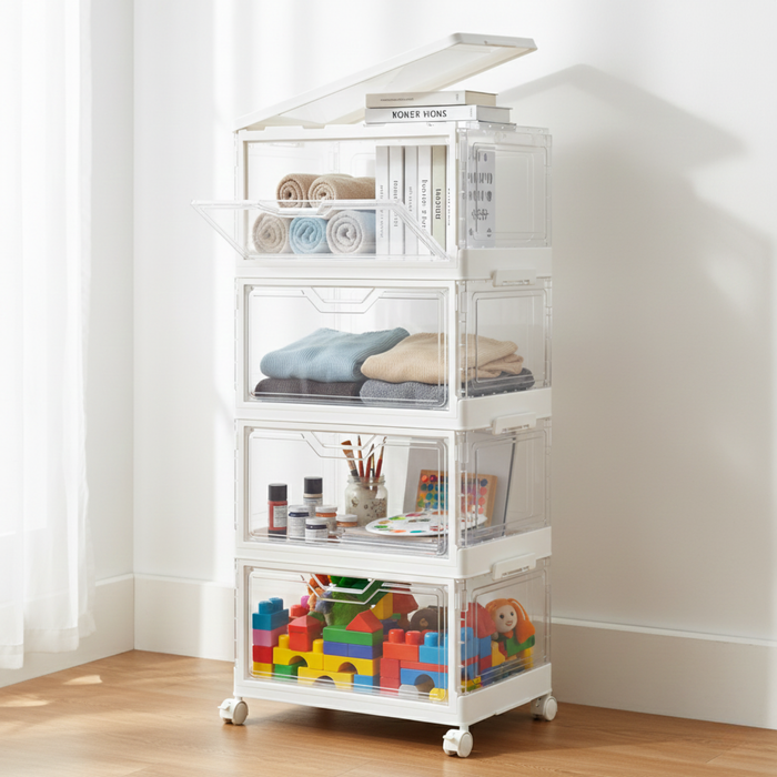 Cajonera Plástica Organizador Acrílico 4 Niveles Apilable Transparente