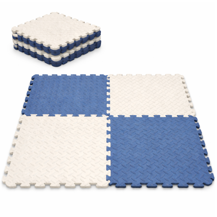 Piso Goma Eva Bebé 4 Piezas Alfombra Antigolpes Puzzle 60x60 Azul Acero