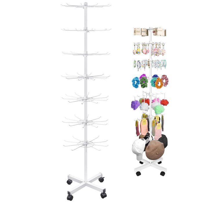 Exhibidor Araña Atril Metalico De 7 Niveles Llaveros Aros Blanco