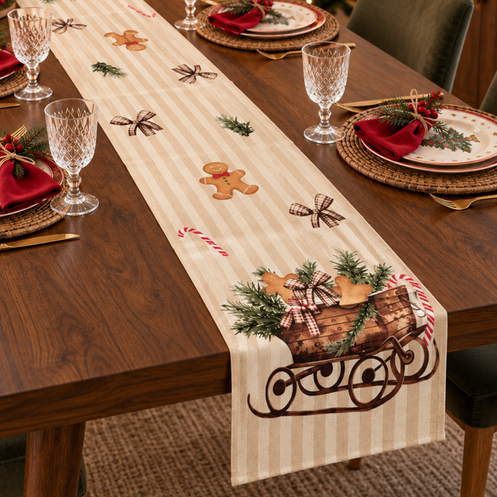 Camino De Mesa Navideño 180x30 Cm Decorativo Mantel Comedor