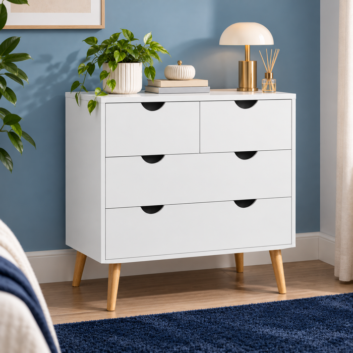 Cómoda Cajonera 4 Cajones 80x80 Cm Estilo Nórdico Blanca