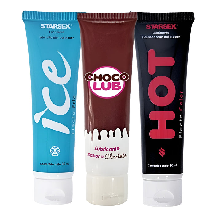 Pack 3 Lubricante Intimo Chocolub Ice Hot Starsex 30ml