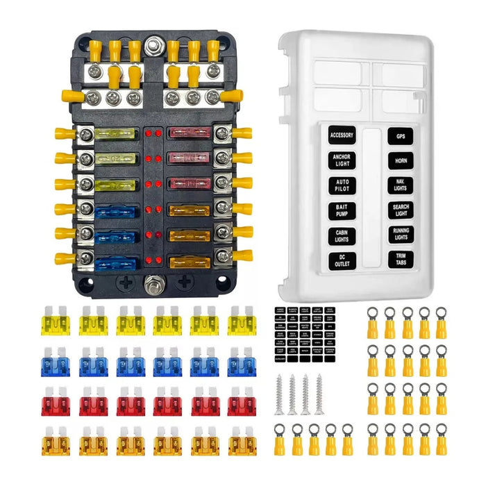 Bloque De Fusibles De 12 Vías Ato/atc Con Indicador Led