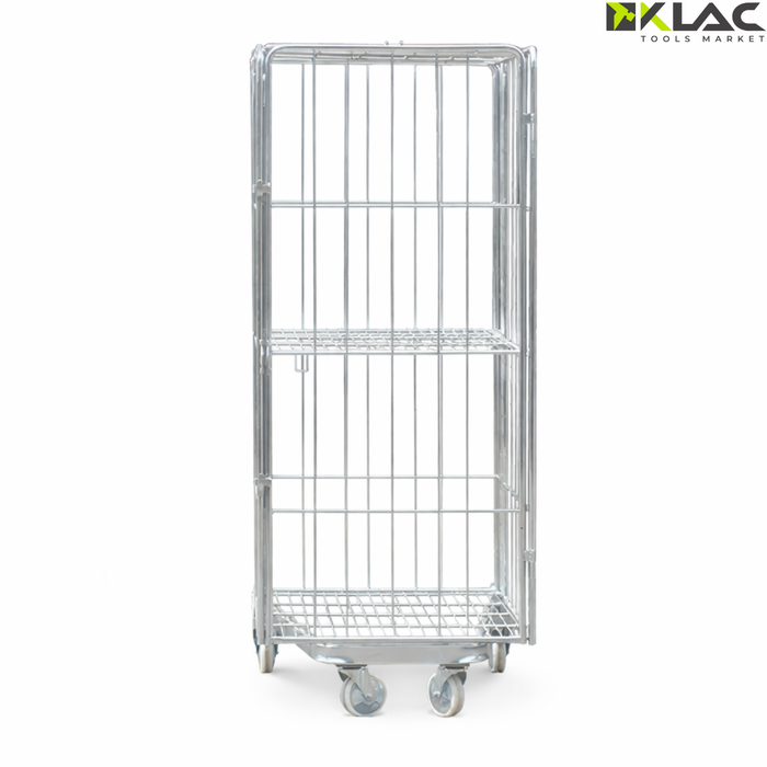 Carro Picking Metálico Jaula Plegable Con Ruedas Para Bodega Cromado