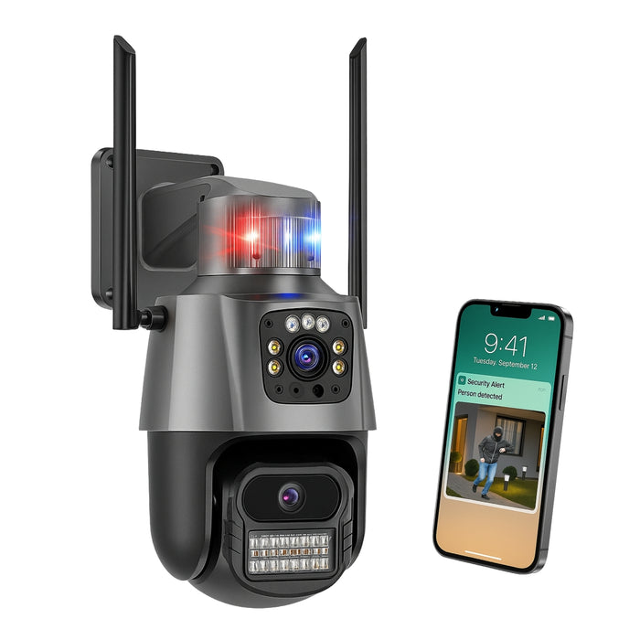 Cámara Domo Wifi Doble Lente Full Hd Con Alarma Seguimiento