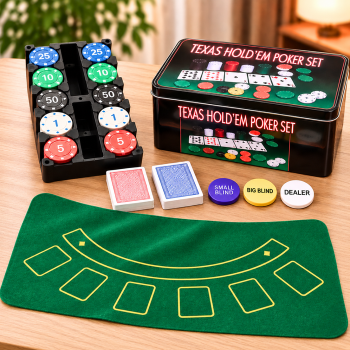 Set Poker Texas Holdem Profesional 200 Fichas Plástico