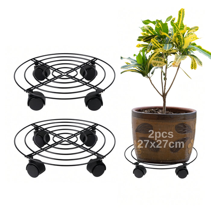 2 Soportes De Base De Maceta De Metal Con Ruedas