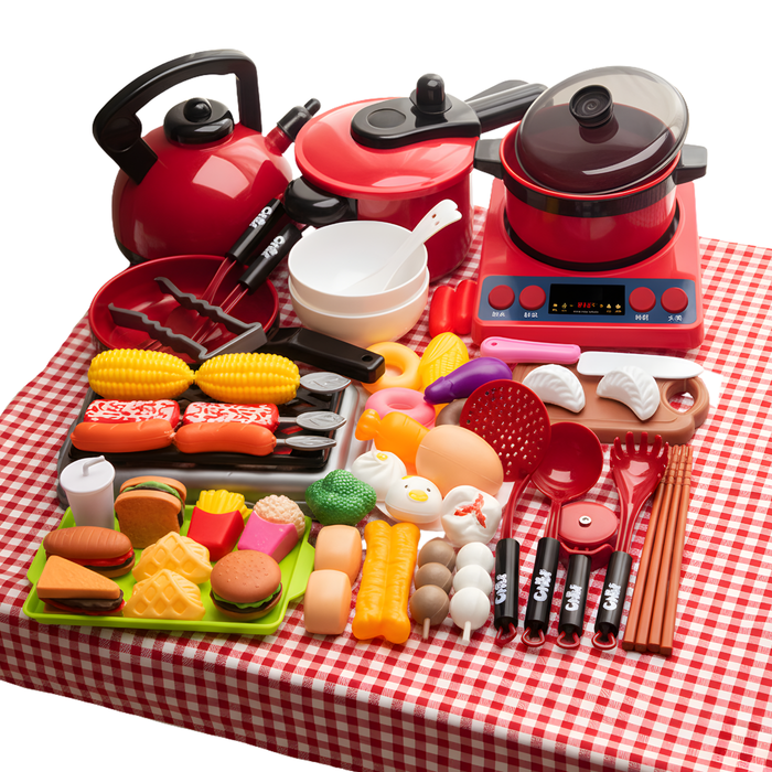 Set De Cocina De Juguete 61pcs Niños Juego De Mini Chef Rojo