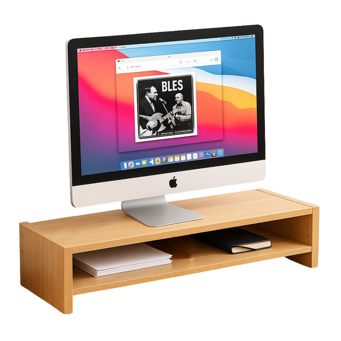 Soporte Monitor Con Estante Almacenamiento De 2 Niveles