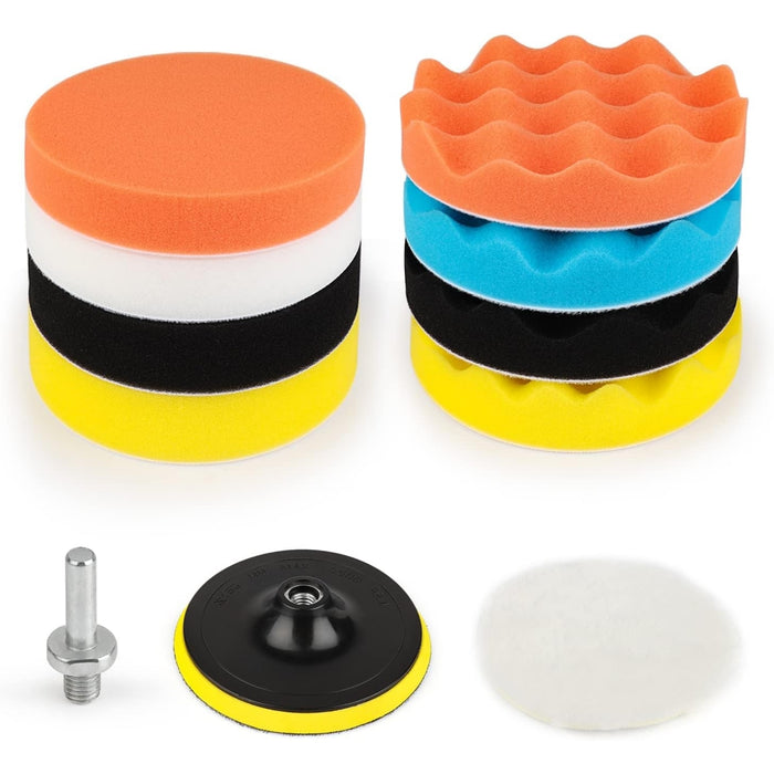 Set 10 Accesorios Discos Esponjas Pulir Auto 12cm Diámetro