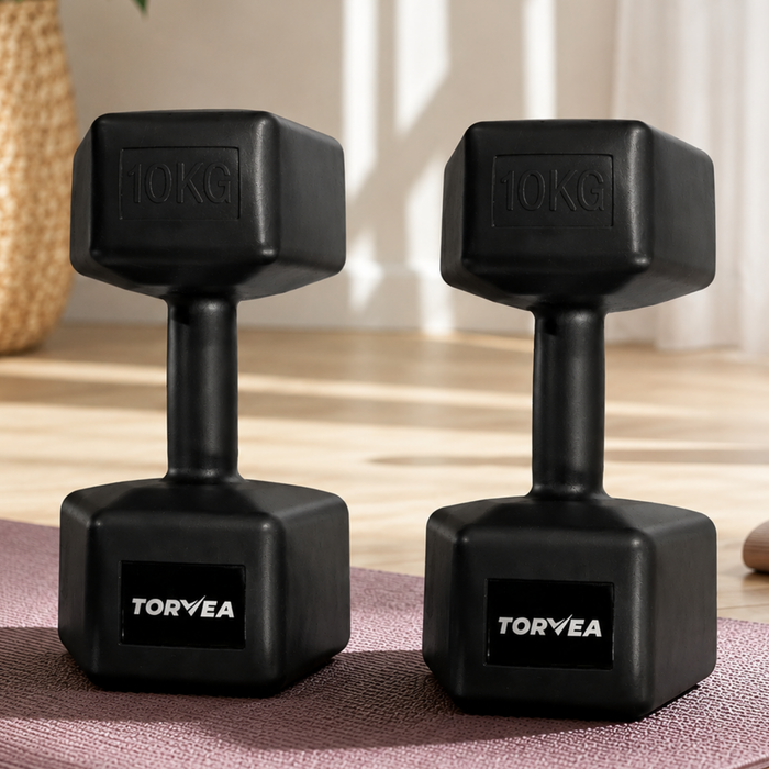 Set X2 Mancuerna Hexagonal 10 Kg C/u Pesas Fitness Gimnasio