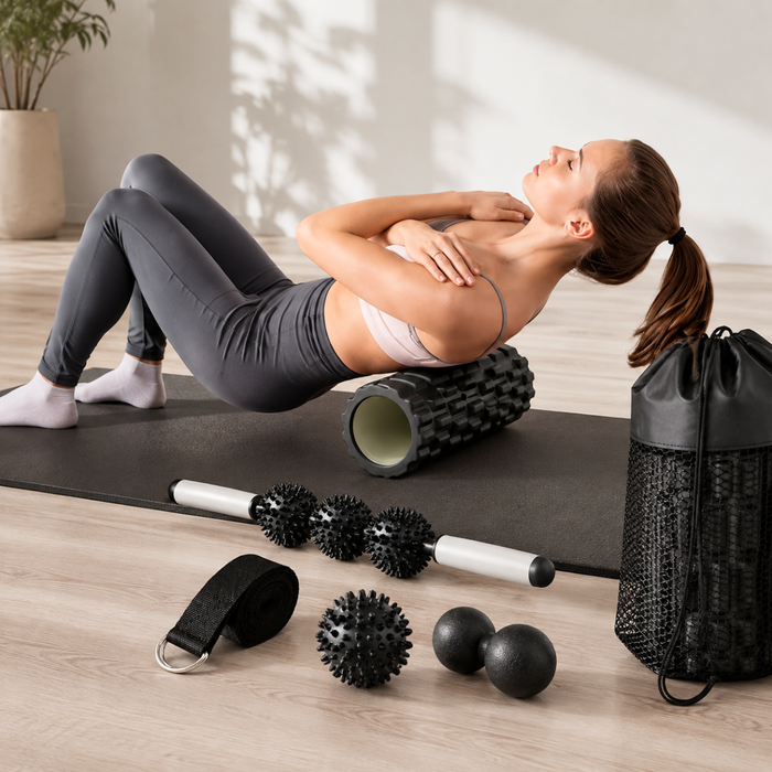 Kit 6 En 1 Rodillo Masajeador Elogación Roller Foam Yoga