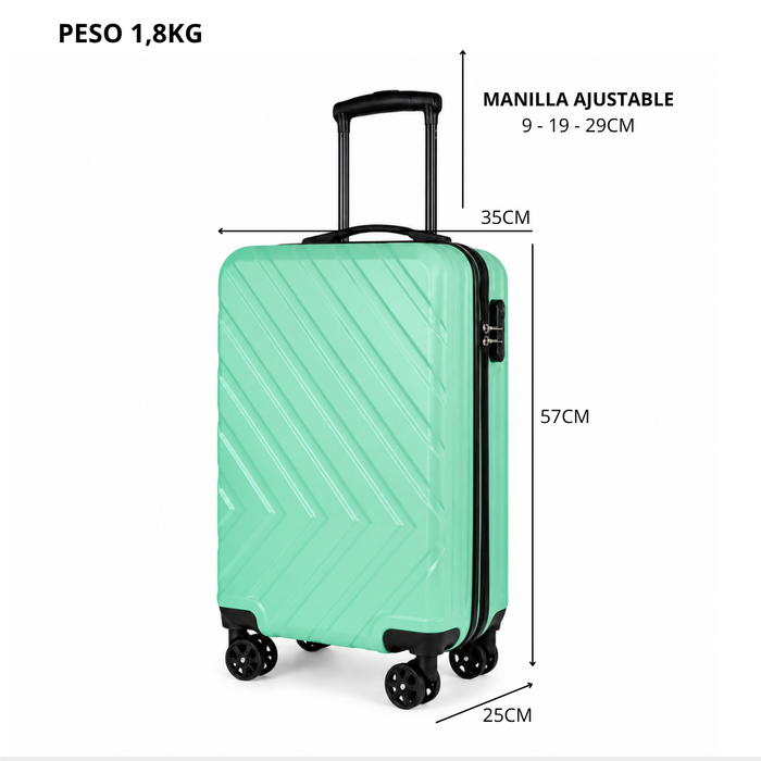Maleta Cabina De 10 Kg Equipaje Chica Ruedas Viajes Avión - Verde