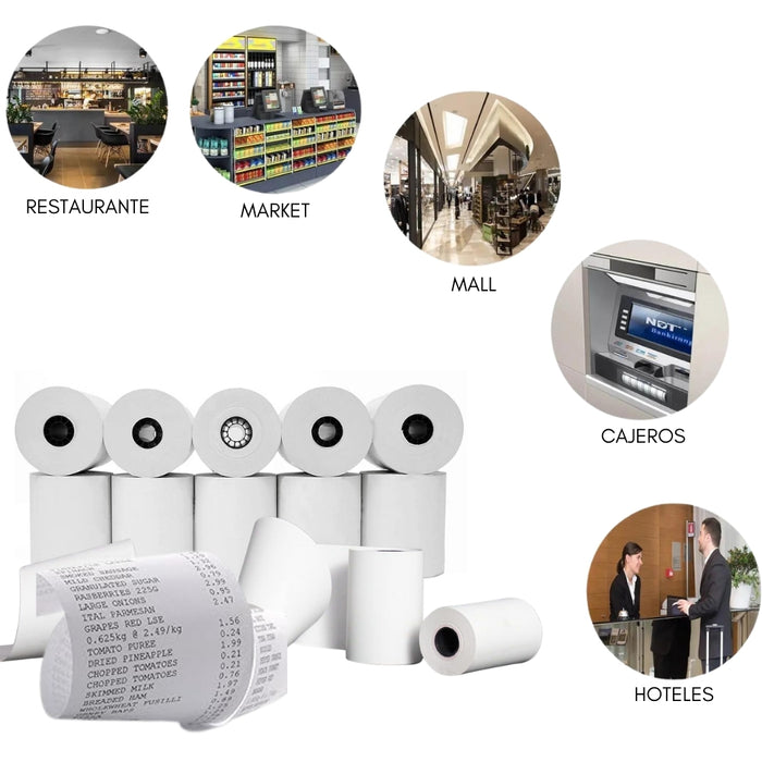 Caja 60 Rollos Papel Térmico 80mm X 80mm Largo Telotenemos Papel Para Impresora Térmica Papel Rollo Termico Boleta Factura Color Blanco