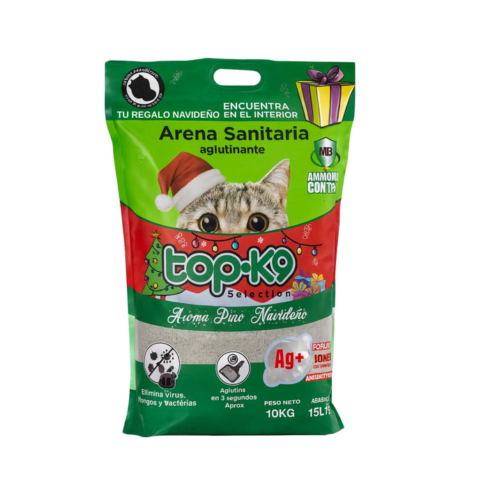 Arena Aglutinante Topk9 10kg Edición Navidad + Gorro