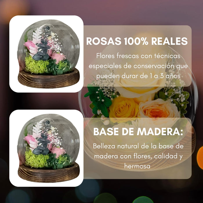 Rosas Eternas Flores Artificiales Decoracion Hogar Luz Led Naranja