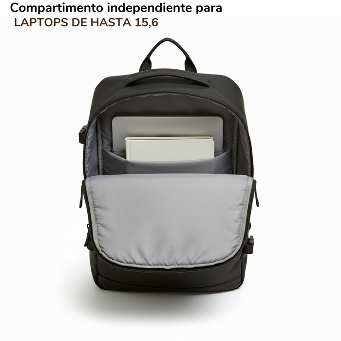 Mochila De Viaje Impermeable Laptop 15.6 Capacidad 20l - Negro - Liso