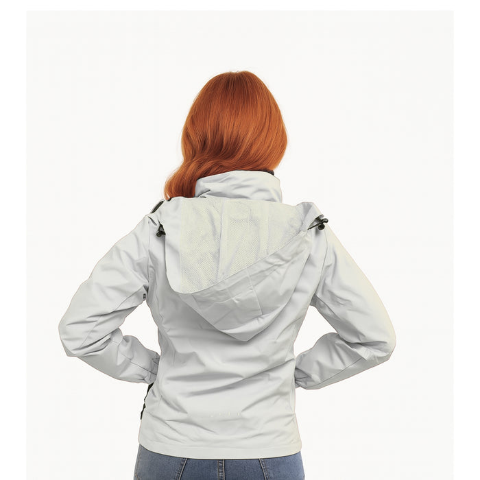 Chaqueta Corta Viento Termica Impermeable Transpirable Mujer Con Gorro Cierre Metalico
