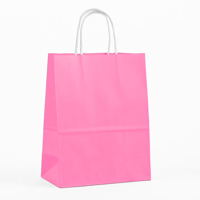 12 Bolsas De Papel Kraft Con Asa 15x21x16cm Colores Liso