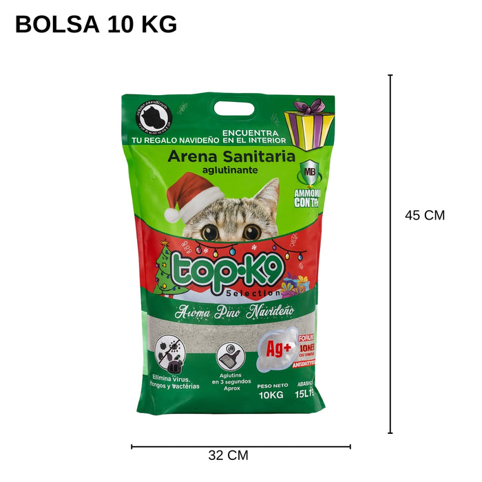 Arena Aglutinante Topk9 10kg Edición Navidad + Gorro