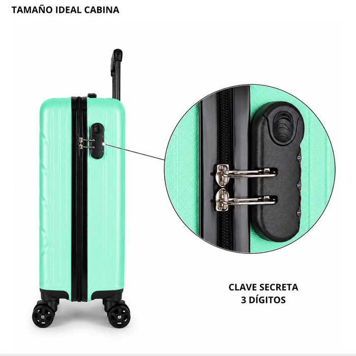Maleta Cabina De 10 Kg Equipaje Chica Ruedas Viajes Avión - Verde