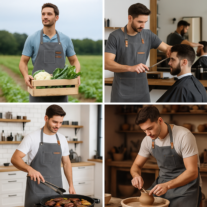 Pechera Delantal Cocina Barbacoa Parrilla Premium Peluquero Negro Batman Gris