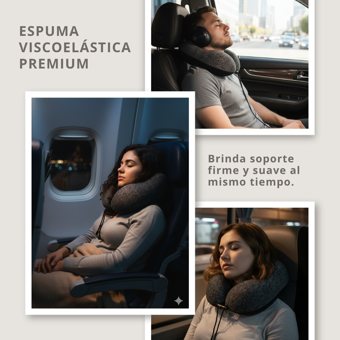 Almohada Viscoelastica Viaje Cuello Cojín Relajante Tapa Ojo