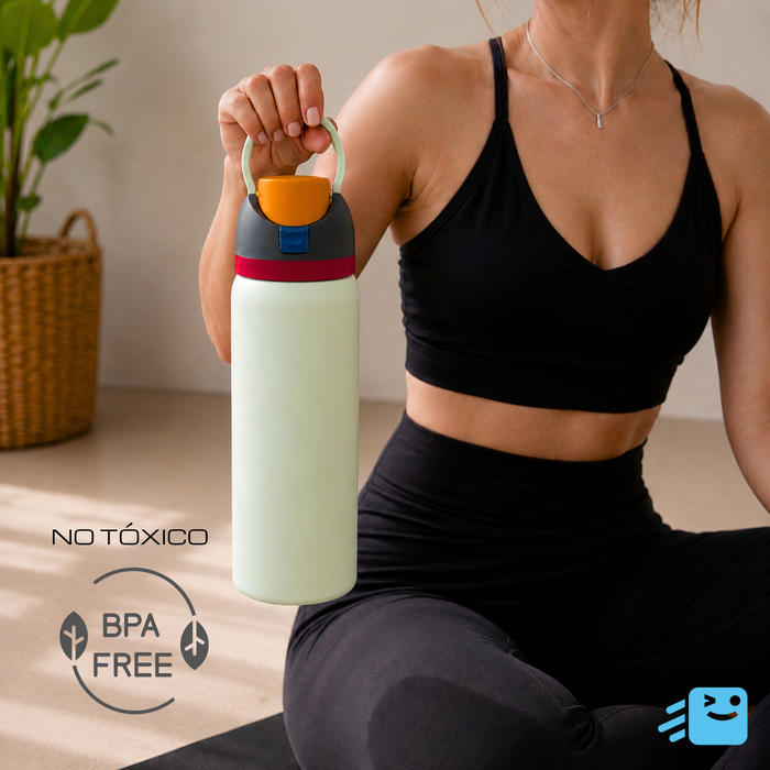 Botella De Agua 1000ml Termo Acero Inoxidable Térmico Beige