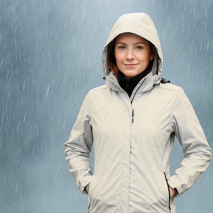 Chaqueta Corta Viento Termica Impermeable Transpirable Mujer Con Gorro Cierre Metalico