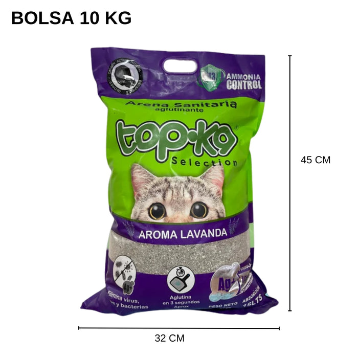 Arena Sanitaria Topk9 Iones De Plata Y Carbon Lavanda 10kg