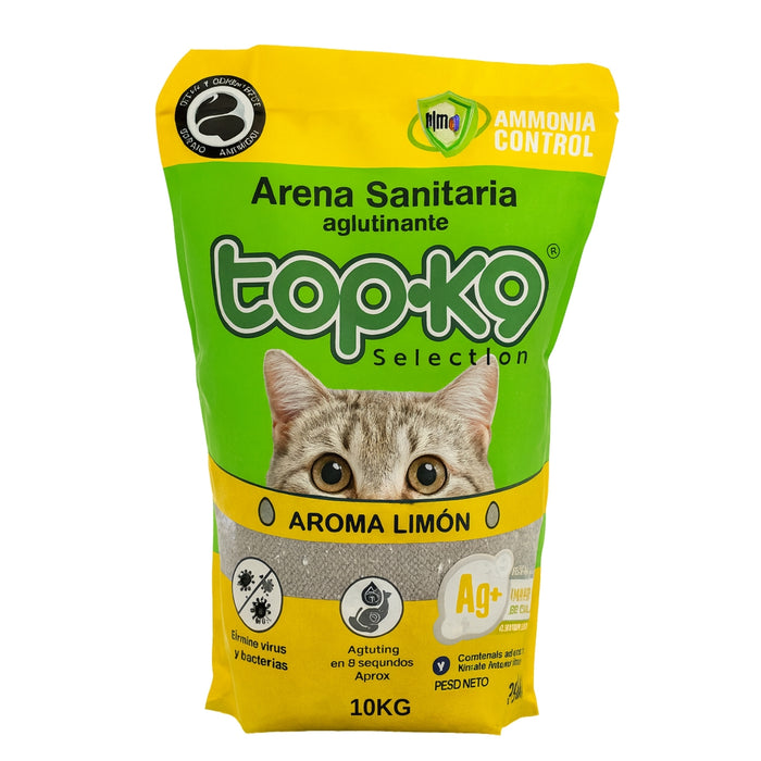 Arena Antibacterial Aglutinante Topk9 10kg Aroma Limón